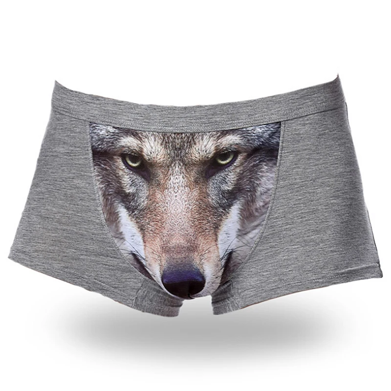 

4 Colors Men Wolf Sexy Boxershorts Underwear Cotton Funny Men's Boxer Shorts Pouch Bulge Breathable Mens Boxers Panties