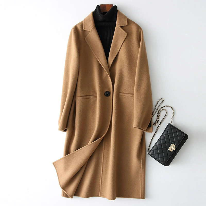 Manteau 2018 Unique Femelle Femmes Camel Chameau Classique Mujer 0PX8wOkn
