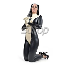 Suitop female’s nature latex handmade fetish Nun uniform bodysuit rubber zentai