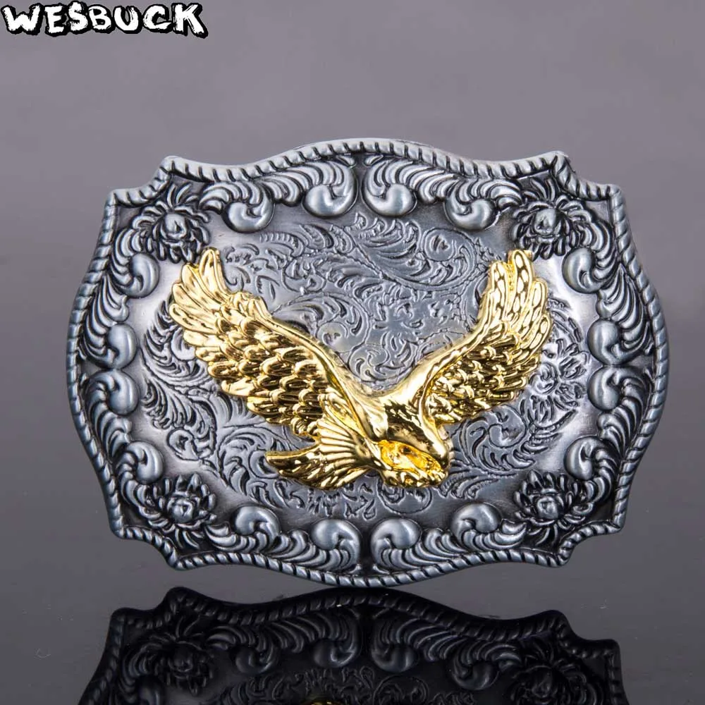 

WesBuck Brand New Western Cowboy Eagle Floral Flower Belt Buckle Native Style Men Women's Belt Accessories Luxury Hebilla