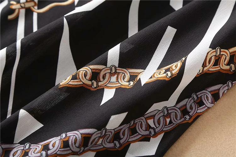 Truevoker летняя дизайнерская шелковая футболка для подиума Женская Винтажная футболка с короткими рукавами и принтом в виде цепочки, трикотажный топ в стиле пэчворк