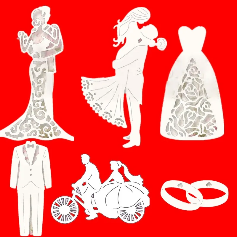 Wedding Bride Bridegroom Ring Metal Cutting Dies Stencils For DIY Scrapbooking Lace Decoration Embossing Card Craft Die Cut New