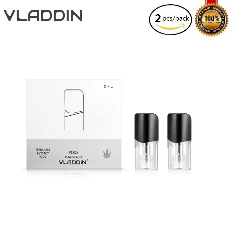 

2pcs/pack Original Vladdin Kush Refillable Vape Pod 0.5ml Empty Cartridge Ceramic Coil CBD Replacement Tank for Vladdin Kush