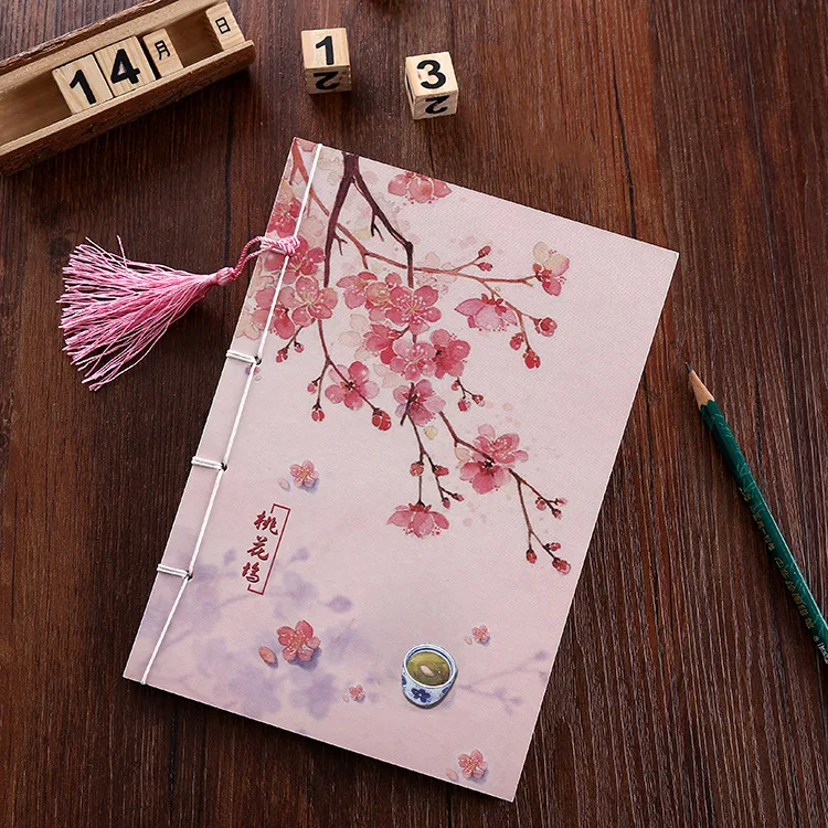 

14*21cm A5 Craft Blank Drawing Notebook Planner, Beautiful Vintage Diary Pink Peach Traveler Notebook Notepad