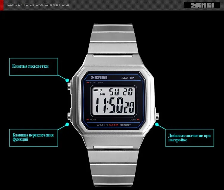 SKMEI мода повседневные мужские часы цифровой водостойкие наручные часы световой неделю дисплей сигнализации для мужчин часы erkek коль saati 1377