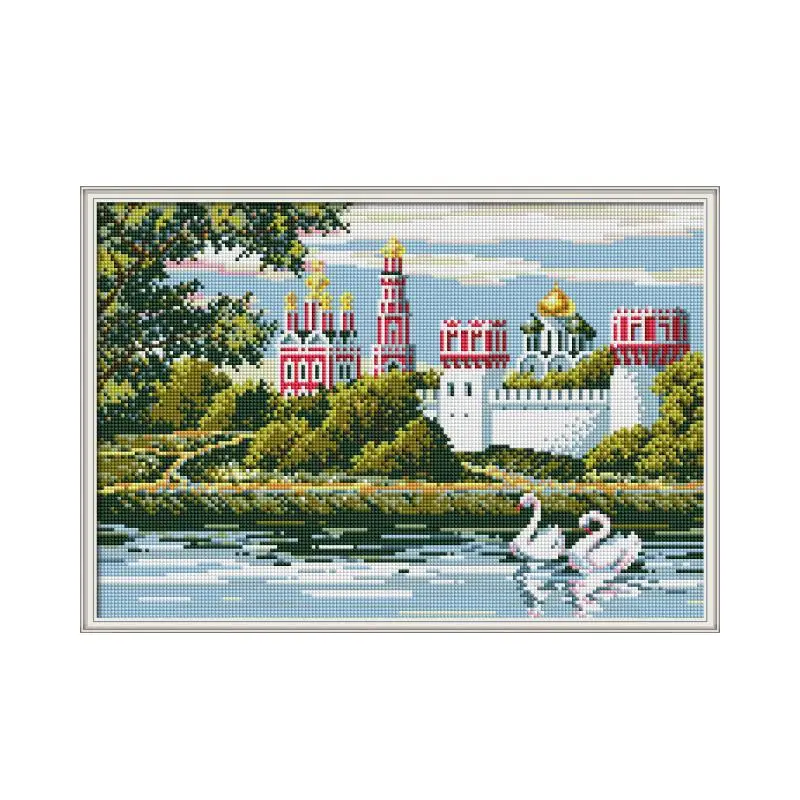 Алмазная картина Joy Sunday Swan Lake полностью квадратная Картинка из страз легкая