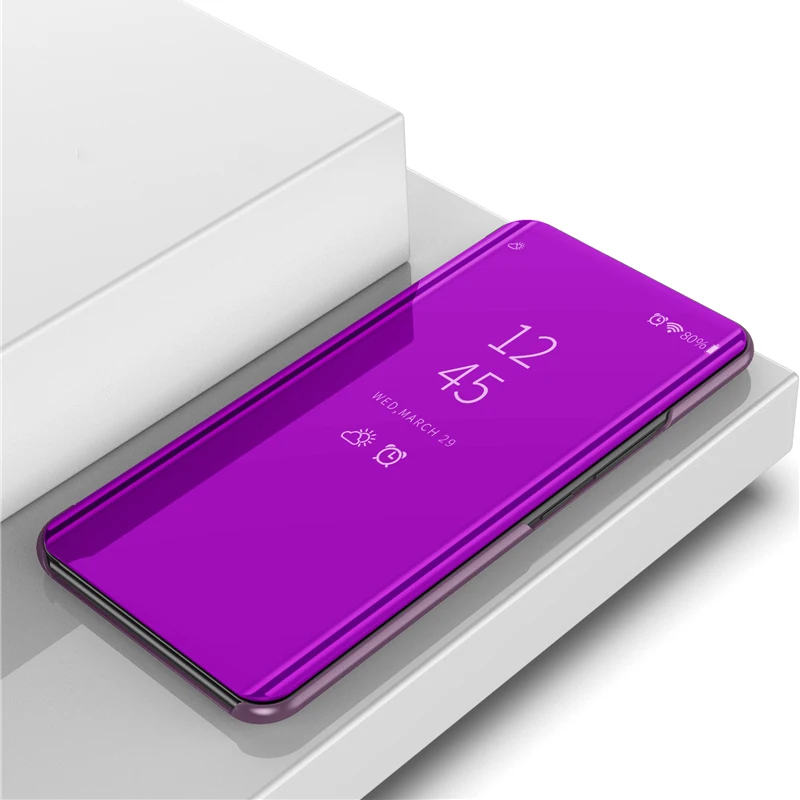 

Mirror Flip Case For Samsung Galaxy J7 2018 Luxury Clear View PU Leather Cover For Samsung Galaxy J7 2018 Smart phone Case