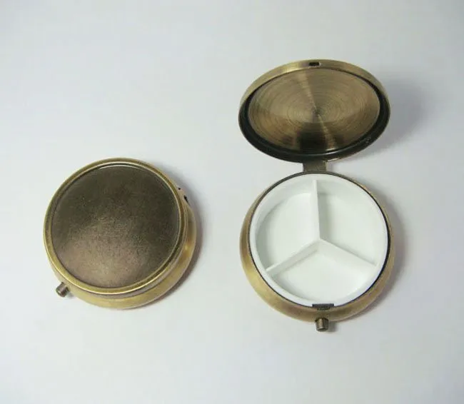 Rodada de Metal Organizer de Medicina Caixas de Cor de Cobre Lote Pill Box Faça Você Mesmo 100 Pçs - 11 Beleza e saúde