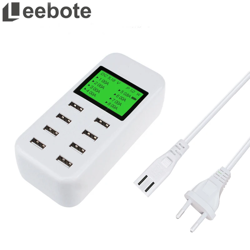 

Leebote Multiple USB Charger Smart Phone Charger USB Charging Station with LCD Display for iPhone Samsung Xiaomi Phone Charger