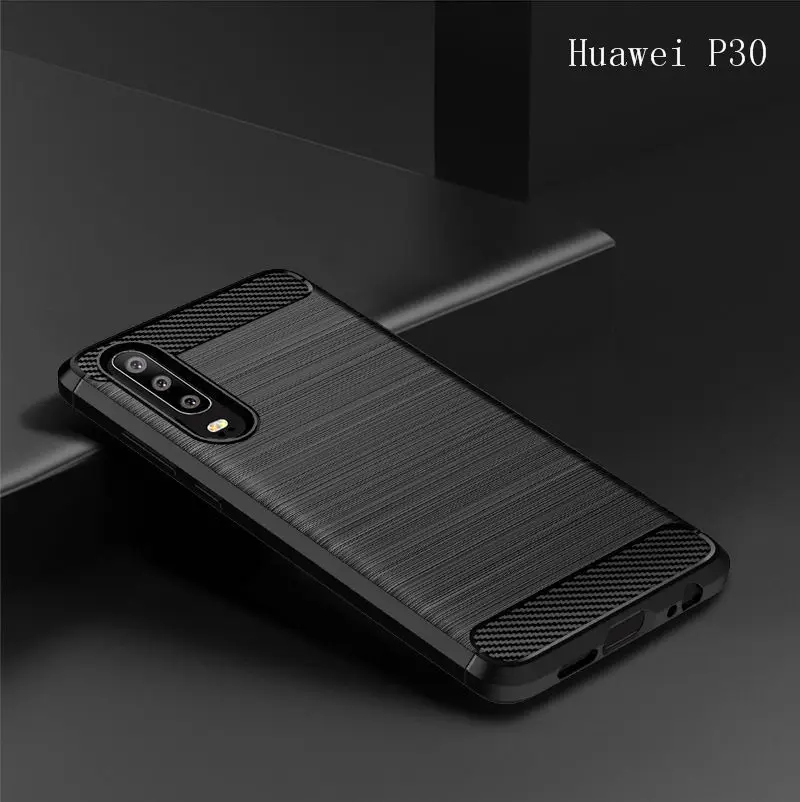 Чехол для Huawei P30 из матового углеродного волокна мягкий силиконовый чехол ТПУ с