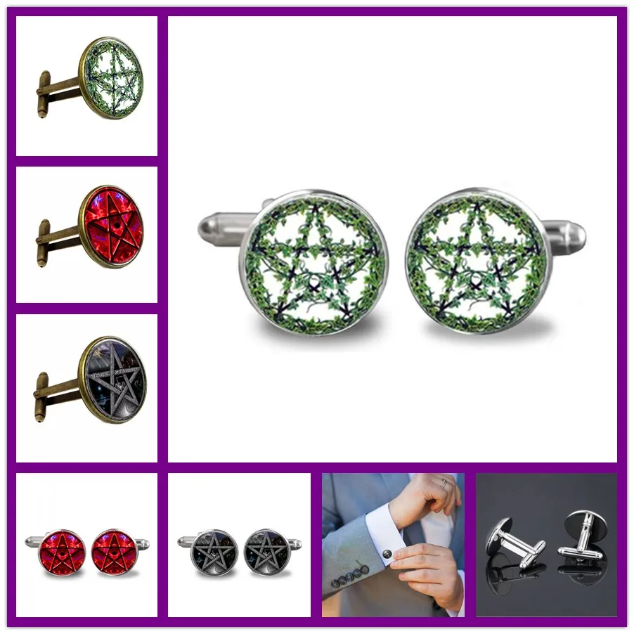 

2017 New Handmade Cufflink Gothic witchcraft Glass Art Picture Statement Personality witchcraft High Quality Cufflink jewelry