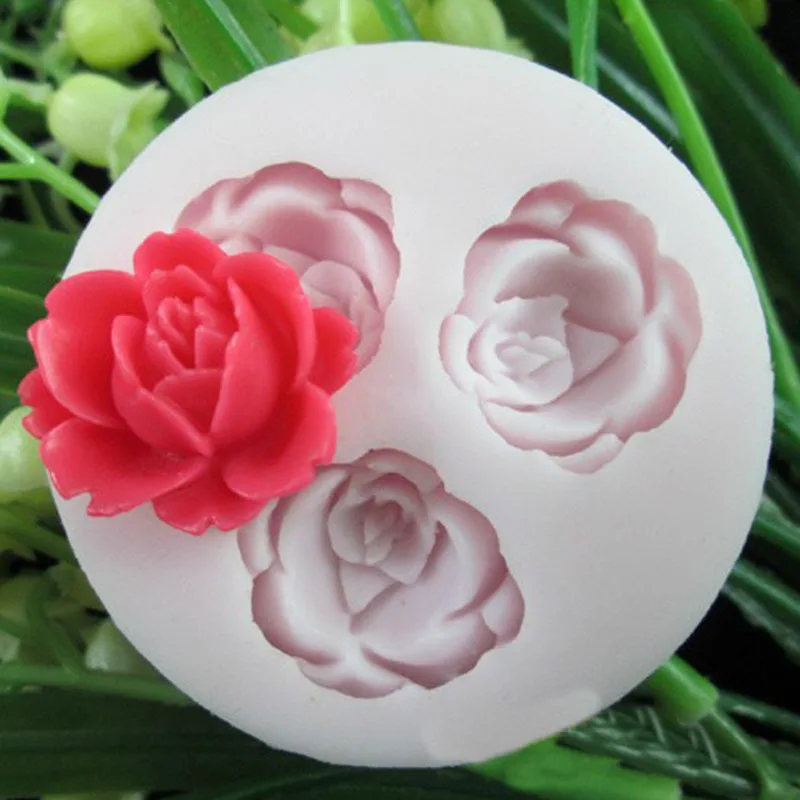 Tiny Small Size 3D Rose Flowers Fondant Cake Cookie Chocolate Soap Mold Cutter Modelling Tools Random Color 2018