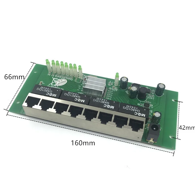 OEM PBC 8-портовый гигабитный Ethernet коммутатор 8 портов met 8-контактный разъем 10/100/1000 m концентратор 8way штекер питания печатная плата OEM schroef gat