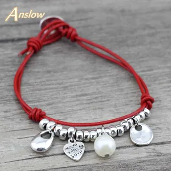 

Anslow New Drop Shipping Couple Friendship Vintage Leather Bracelet For Women Kids Girls Students Gift LOW0415LB