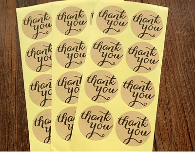 

600 pcs/lot Round Kraft Paper thank you letter packaging label Adhesive Sticker(ss-1557)