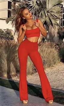 

Top Quality Sexy Black Red Rayon Bandage Set 2019 Celebrity Designer Fashion Women's Set