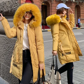 

2019 high quality fur collar women long winter coat female warm wadded jacket womens outerwear parka casaco feminino inverno