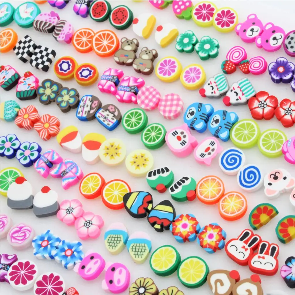 100 Pairs Funny Cartoon Cute Fruit Ear Stud Set Wholesale Assorted School Girls Fashion Adorable Earrings