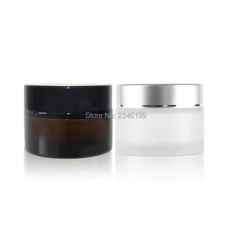 Empty Glass Cream Jar 50g Brown Glass Cream Jar 5g Whit Frosted Glass Cosmetic Container 10g 20g Empty Cosmetic Packaging (7)