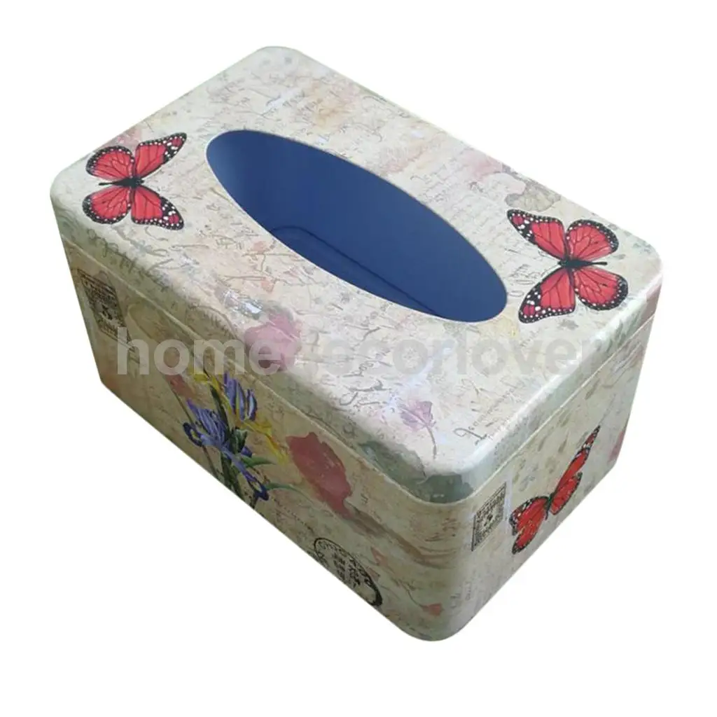 Tissue Box Cover Napkin Holder Car Paper Storage Container Tin Case Kitchen