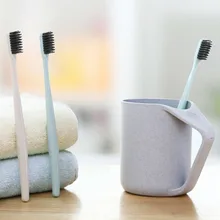 1 шт. супер мягкая простая дизайнерская ультра мягкая зубная щетка бамбуковый уголь Нано одноцветная щетка уход за полостью рта антибактериальная зубная щетка