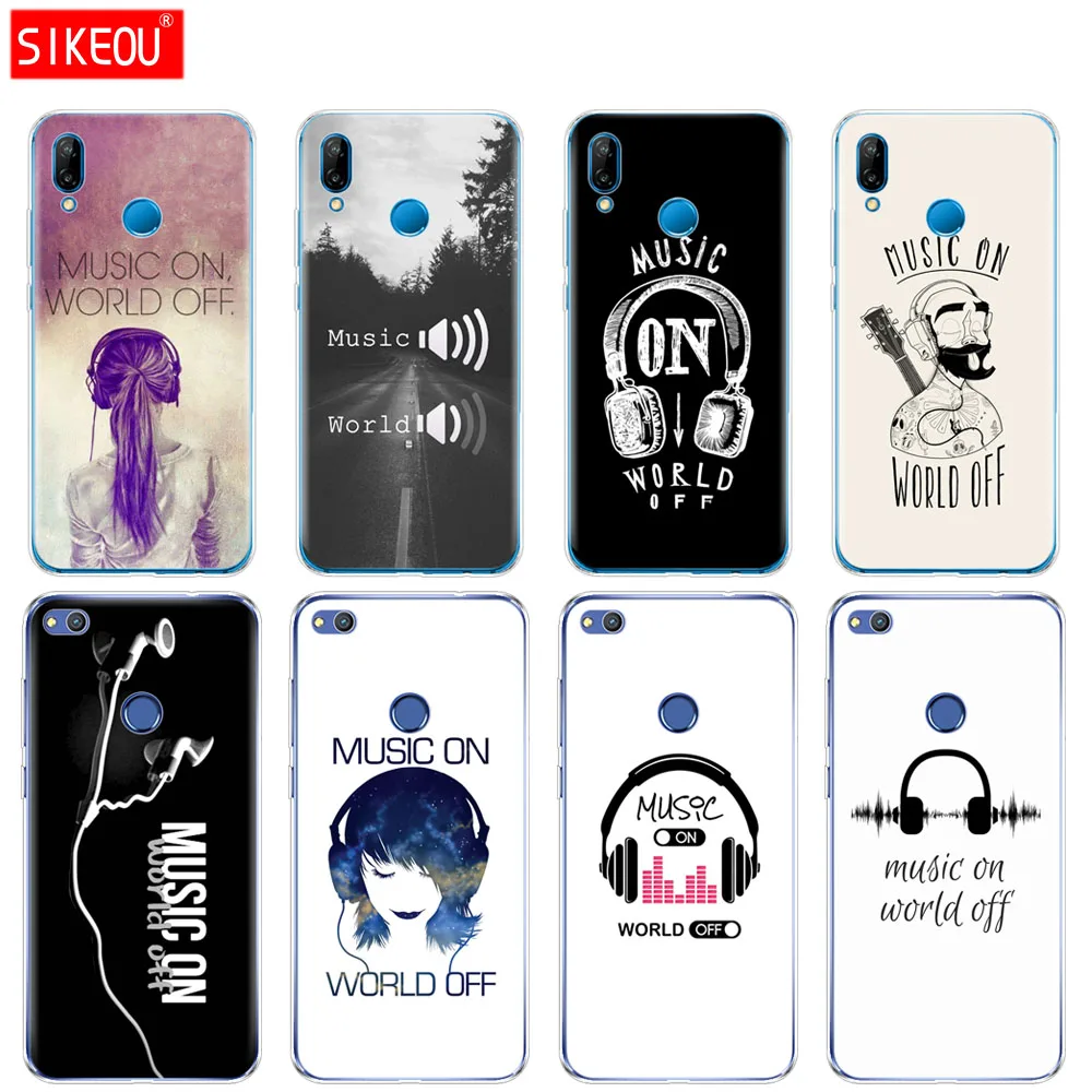 Силиконовый чехол для телефона Huawei P20 P7 P8 P9 P10 Lite Plus Pro 2017 P smart 2018 music on world off Print |