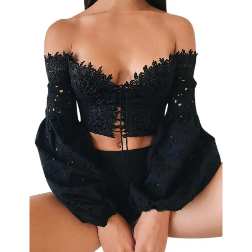Mujeres Off blusa elegante dama nueva suave Tops Sweet Slash cuello nuevo top Venta caliente encaje Casual verano Ropa mujer 40 p Mujeres Off blusa elegante dama nueva suave Tops Sweet Slash cuello nuevo top Venta caliente encaje Casual verano Ropa mujer 40 p