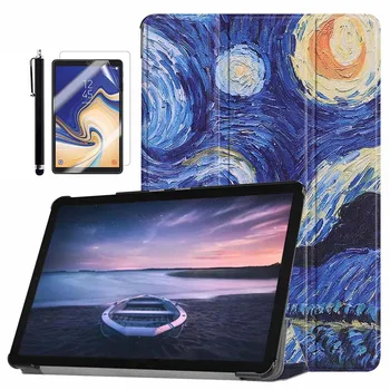 

Unique Print Lightweight Smart Cover Folio PU Leather case for Samsung Galaxy Tab S4 10.5" T830/ T835 2018 +Stylus +Screen Film
