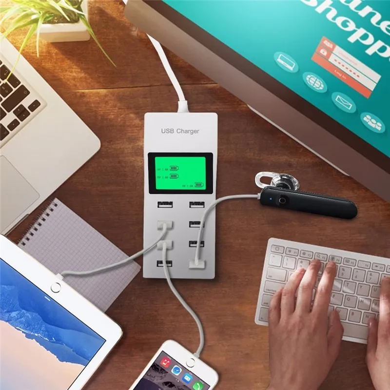 US-EU-UK-Multi-8-Usb-Ports-Charger-with-Lcd-Screen-Dc-Voltmeter-Smart-Wall-Charger-for-Yotaphone-2-Doogee-X5-S6-18650-Cell-Phone (6)