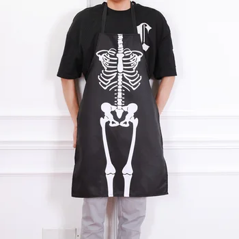 

25pcs Novelty Adult Apron Halloween Scary Skeleton Ghost Long Aprons Cooking Painting Art Kitchen BBQ Party Accessory