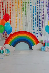 Детский фон для фотосъемки воздушные шары Радуга Фон Компьютерная печать ребенок сладкий 16 вечерние вечеринка украшения день рождения