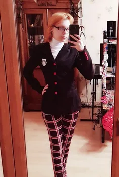 

Persona 5 Hero Joker Male Versions Cosplay Costume Custom Black Jacket Turtleneck Shirt Plaid Pants Academy Uniform