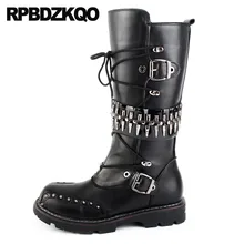 Черный полусапожки приукрашенный молния обувь панк ретро мото боты роскошь шпилька высокие коренастый мужская высокое качество металик заклепка мода комфортно удобные мужчина