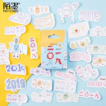 

45pcs/box 2019 New Year Decorative Stickers Diy Album Planner Diary Decoration Scrapbooking Label Sticker Kawaii Stationery Gift