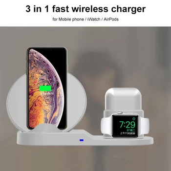 

3 in 1 Qi Fast Wireless Charger for iPhone for Samsung Smartphone Fashion Charging Stand Intelligent Power Off