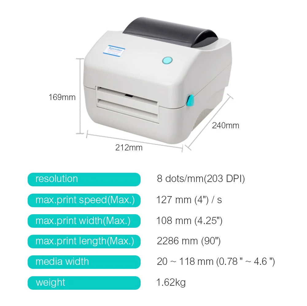 Terow High Quality Printer Head For Xp-460b 20mm~103mm Direct Thermal Usb  Barcode Label Printer Impressora - Printers - AliExpress