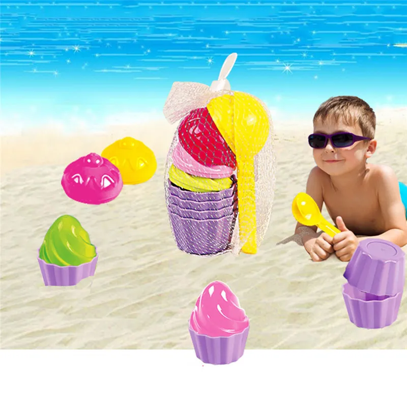 9 pièces/ensemble enfants bébé plage sable jouets petit gâteau moule cuillère crème glacée pouding plage jouer sable et neige jouer eau jouets été (lot de 9)