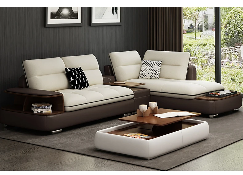 Sala de estar sofá conjunto esquina sofá real genuino cuero de vaca seccional sofás minimalista moderno muebles de sala moveis para casa Sala de estar sofá conjunto esquina sofá real genuino cuero de vaca seccional sofás minimalista moderno muebles de sala moveis para casa