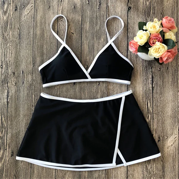 black bikini mujer xl skirt bikini red triangle swimwear sports blue bra top and skirt bottom