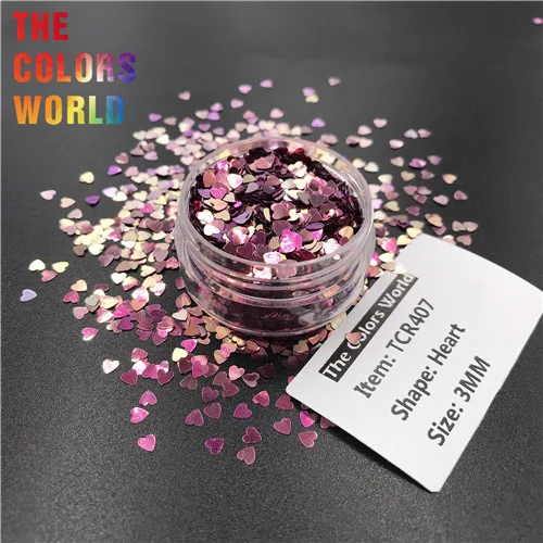 TCT-352 Chameleon Color Heart 3MM Nail Glitter Nail Art Decoration Makeup Tattoo Tumblers Crafts Festival Accessories Supplier - Цвет: TCR407  200g