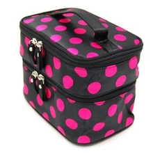 Корейская брендовая дизайнерская многофункциональная дорожная косметичка большого объема, шикарная женская косметичка в горошек С ВОЛНИСТЫМ ЭФФЕКТОМ, двойной инструмент, хранение туалетных принадлежностей