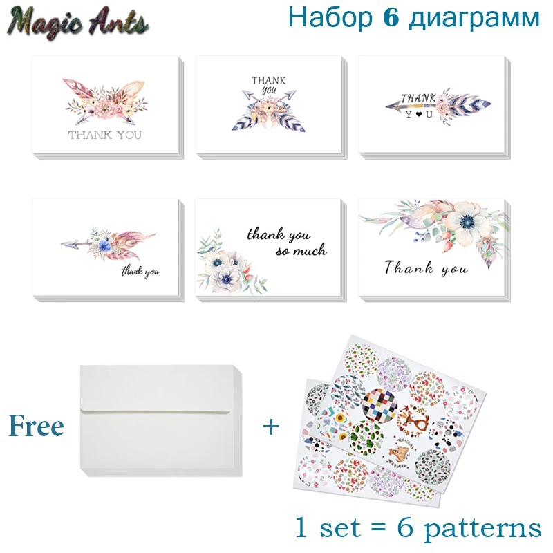 Feather Thank You Cards with Stickers Envelope Custom Invitations Note Card Blank Inside Greeting Cards Postcards Gift Cards