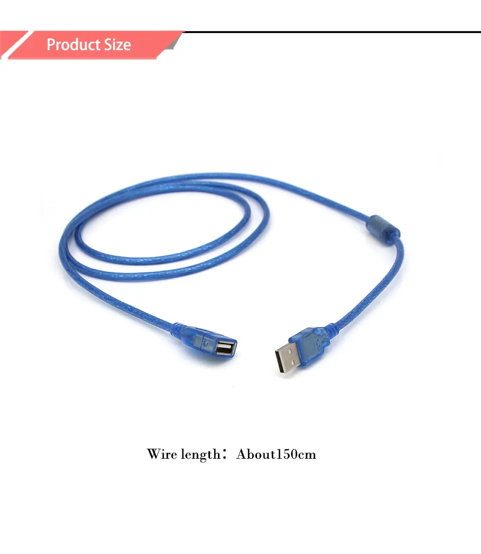 USB Data Cables For PC Keyboard Printer Camera Tablet Mobile Phone  Mouse Game Controller USB 2.0 Extender Male To Female (4)