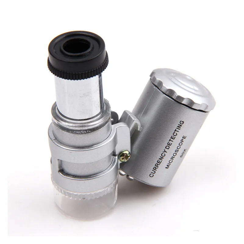 

Mini Universal Smartphone Portable Clip LED Microscope 60x Handheld Microscope Loupe Currency Detecting with LED and UV Light