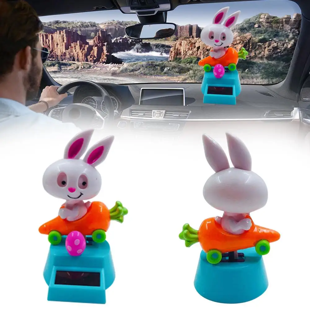 

accesorios automovil Creative Cartoon Rabbit Carrot Solar Power Swinging Car Dashboard Ornament Decor auto accessories