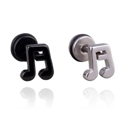 New Arrival Fashion Unisex Stainless Steel Earring Ear Piercing Jewelry Punk Music Note Ear Studs