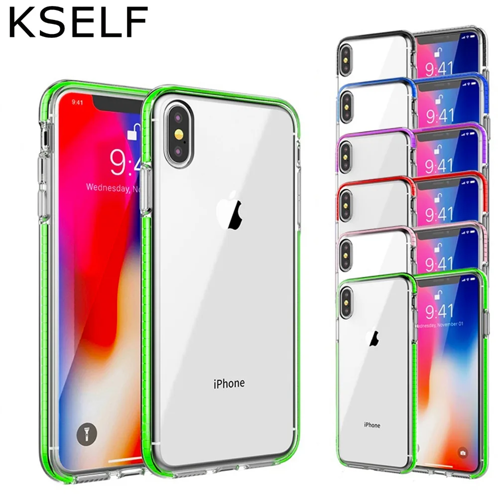 

KSELF Luxury Transparent Soft Clear Crystal TPU Case For Apple iPhone 7 6 6s 8 Plus XS MAX XR X Shock Resistan Bumpe Case Cover
