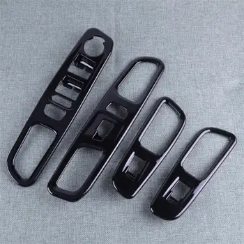 

New 4pcs ABS Black Door Armrest Window Lift Button Cover Trim Sticker Car Styling Inteior Fit For Jeep Renegade 2015 2016 2017