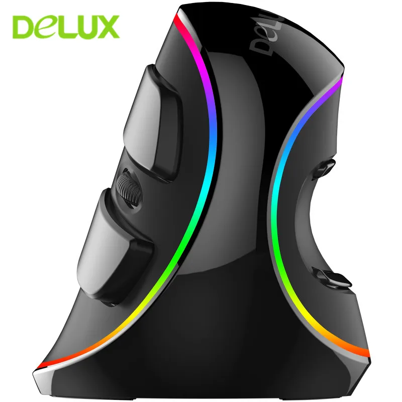 cheap Delux M618 PLUS Ergonomics Vertical Gaming Wired Mouse 6 Buttons 4000 DPI Optical RGB Mice Wireless Mause For PC Laptop Gamer