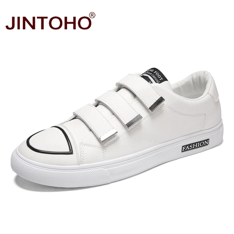 JINTOHO Brand Fashion Men Casual Leather Shoes Cheap White Men Sneakers